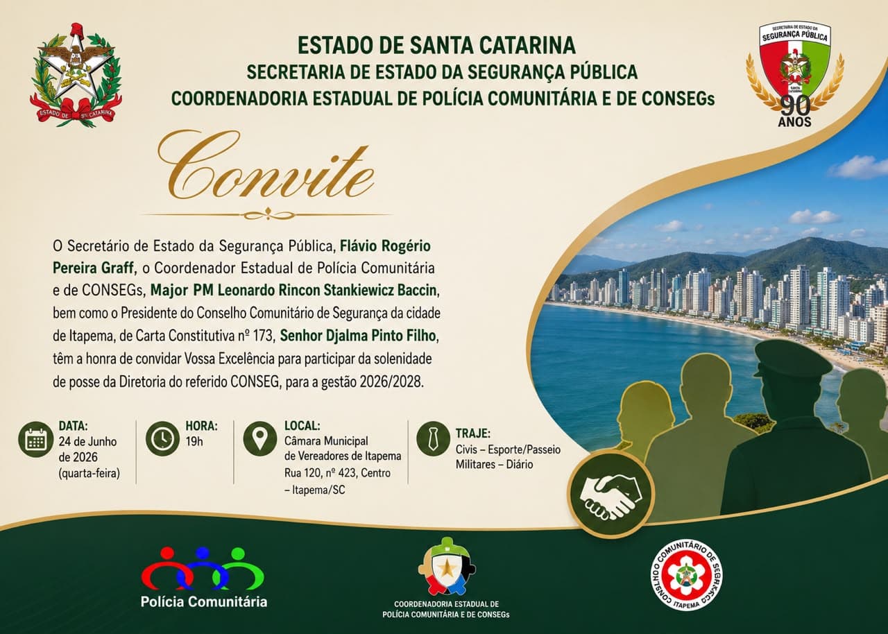 Nova Diretoria do CONSEG Itapema Toma Posse em Junho de 2026